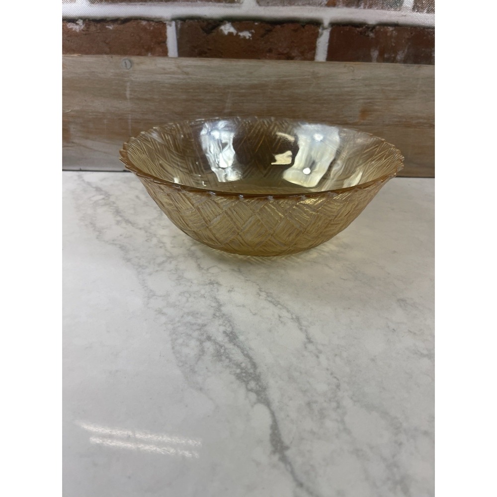 Indiana Glass Marigold Carnival Glass Bowl Vintage, Basket Weave Pattern